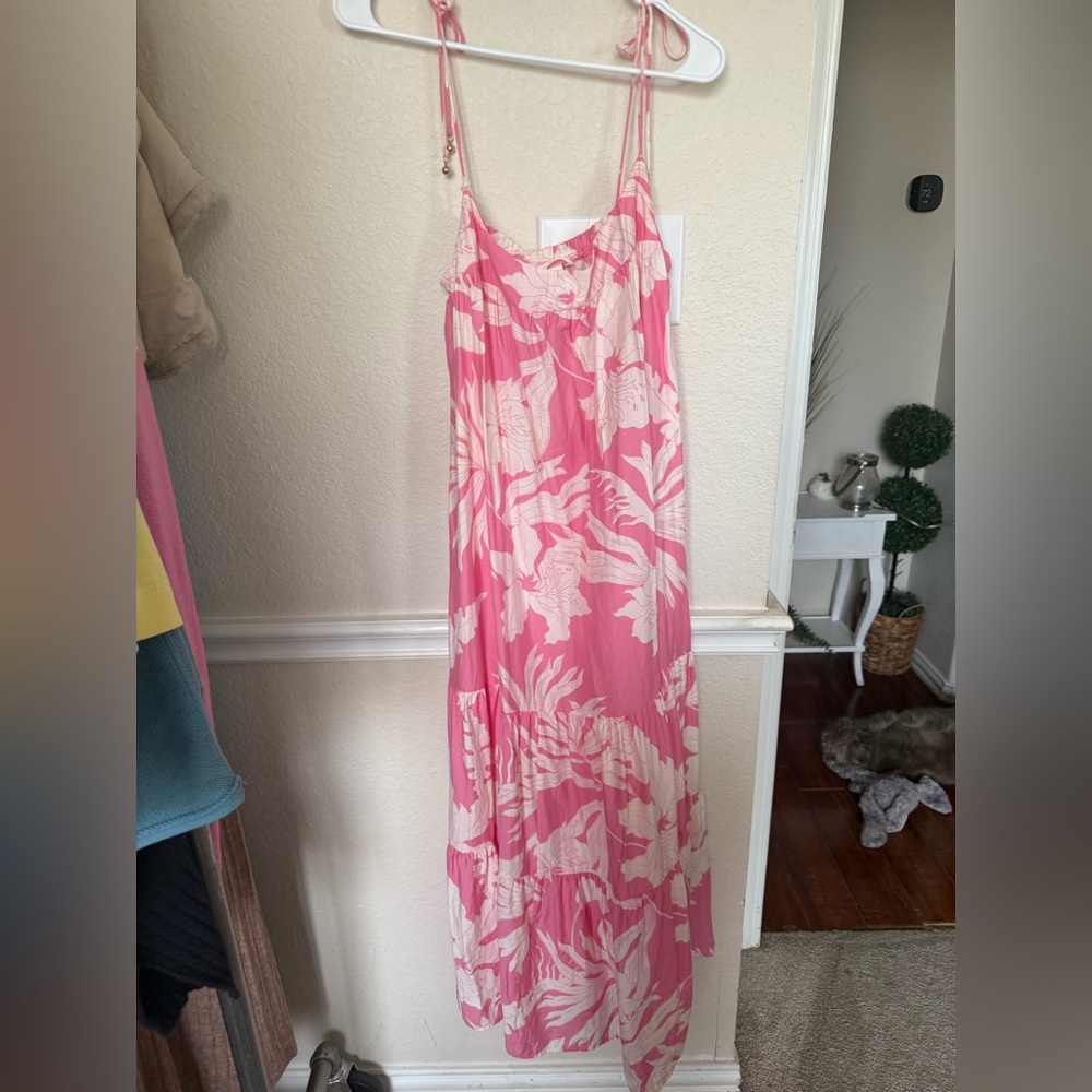 Pink Tropical Print Slip Dress medium H&M - Picture 12 of 13